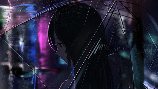 Anime Girl Transparent Umbrella Rain 4k Wallpaper