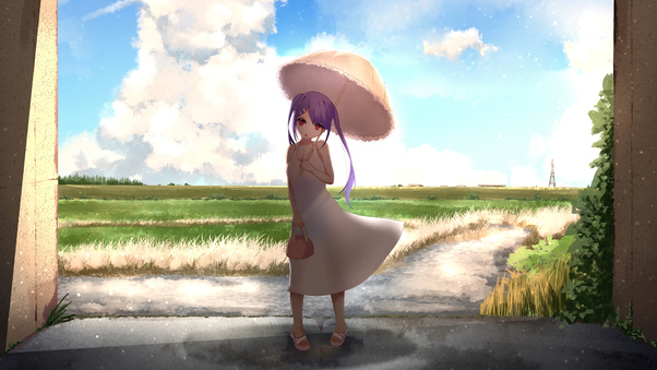 Anime Girl Umbrella Long Hairs 4k Wallpaper
