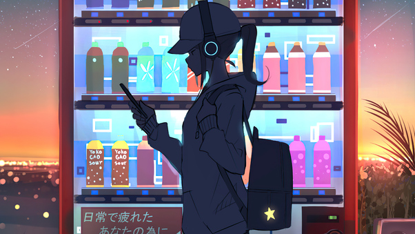 Anime Girl Vending Machine 5k Wallpaper