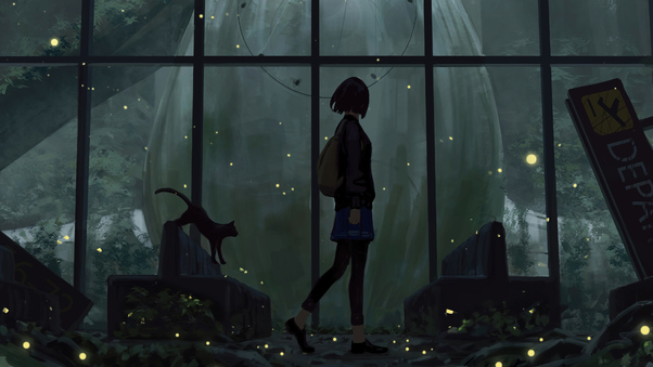 Anime Girl Walk In Abondon City 4k Wallpaper