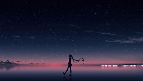 Anime Girl Walking Horizon 4k Wallpaper
