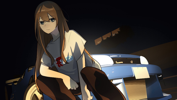 Anime Girl With Cars Wallpaper
