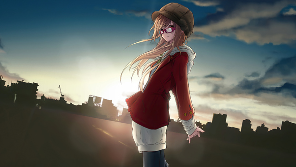 Anime Girl With Glasses Winter Wallpaper
