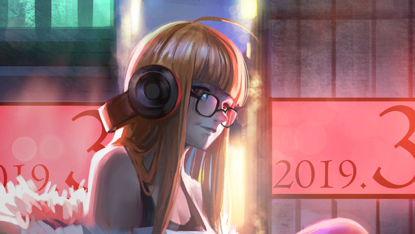 Anime Girl With Headphones Art Wallpaper