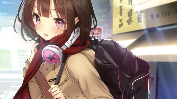 Anime Girl With Headphones Artwork Wallpaper