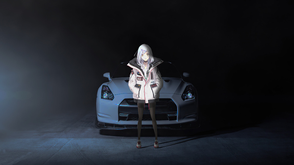 Anime Girl With Nissan Gtr 35 Wallpaper