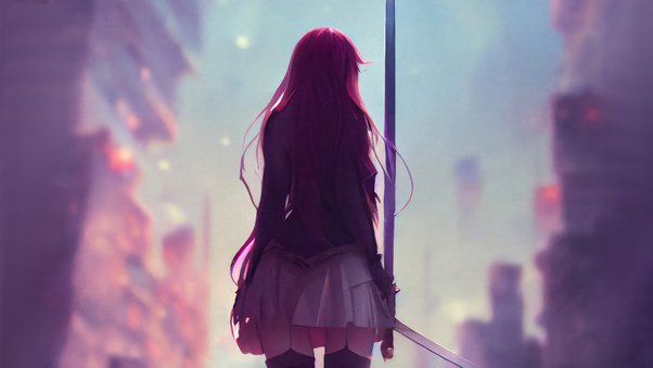 Anime Girl With Swords Wallpaper