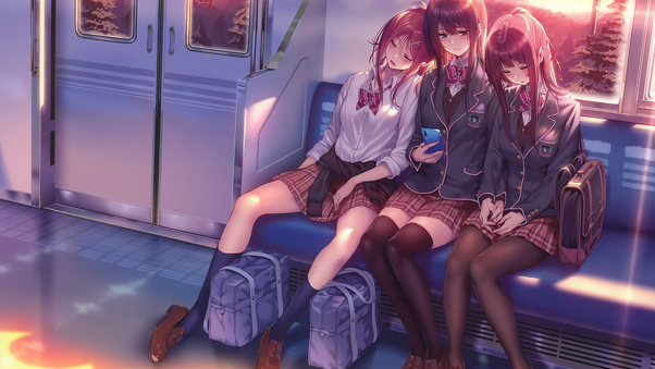Anime Girls Tired After School 5k Wallpaper