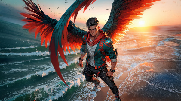 Anime Man With Wings (1336x768) Resolution Wallpaper