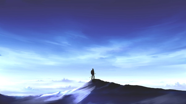 Anime Original Standing On Mountain Top Wallpaper
