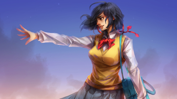 Anime School Girl Art Wallpaper