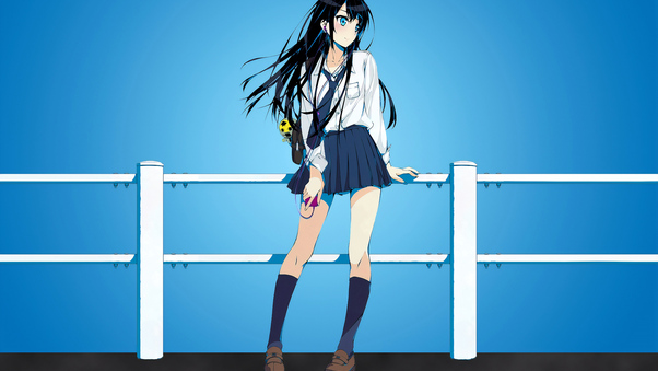 Anime School Girl Digital Art Wallpaper