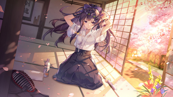 Anime School Girl Getting Ready For School 4k Wallpaper