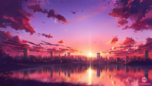 Anime Sunset Scene Wallpaper