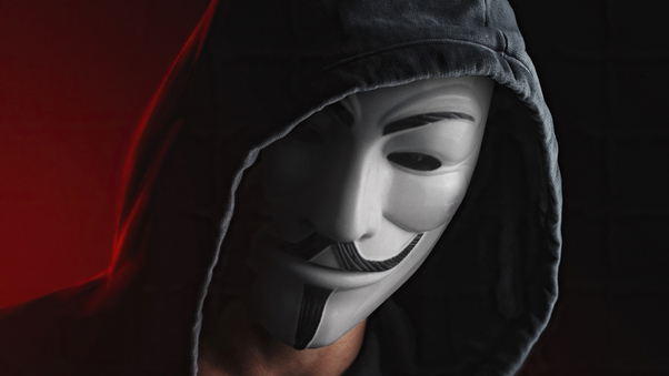 Anonymus Guy White Mask Hoodie 4k Wallpaper
