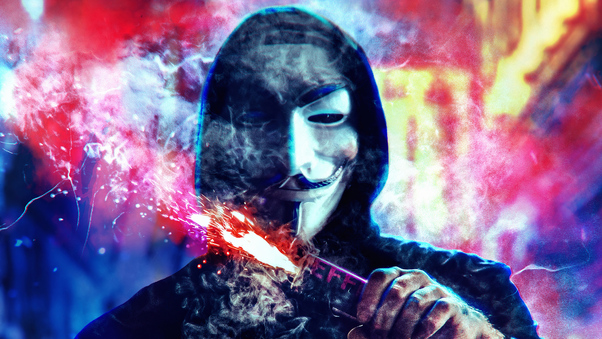 Anonymus With Bomb 4k Wallpaper