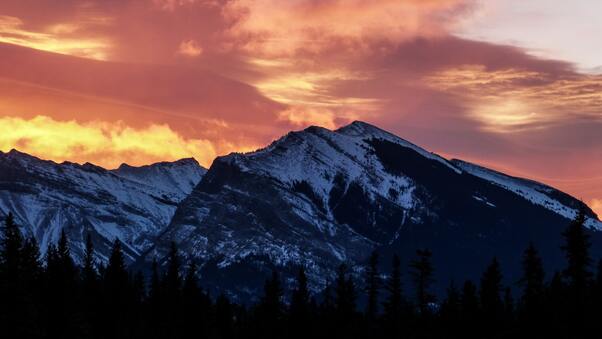 Another Firey Sunrise In The Canadian Rockies Wallpaper