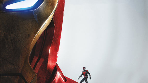 Antman On Iron Man Shoulder Wallpaper