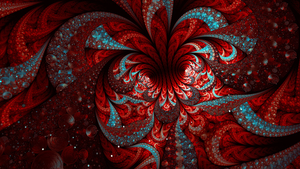 Apophysid Red Blue Chaotica Digital Art Wallpaper
