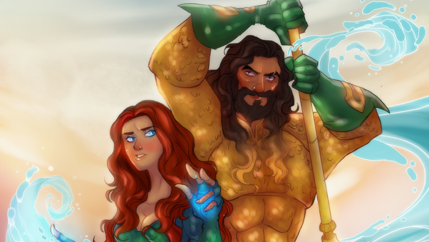 Aquaman And Mera Artwork Wallpaper