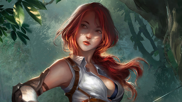 Archer Girl Red Hair Fantasy 4k Wallpaper