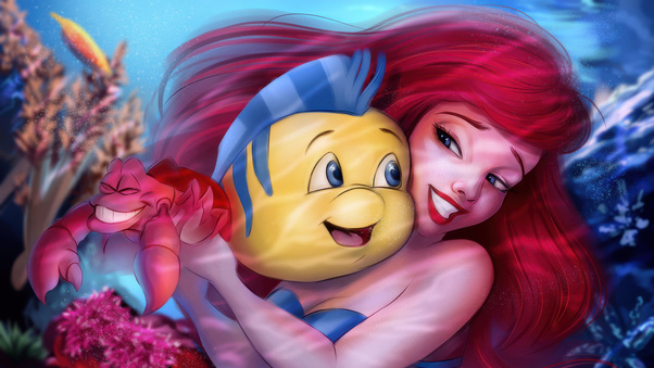 Ariel And Flounder (2560x1440) Resolution Wallpaper