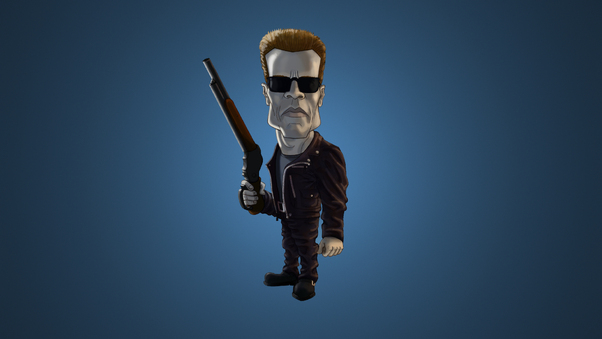 Arnold Schwarzenegger Terminator Cartoon Shotgun Wallpaper