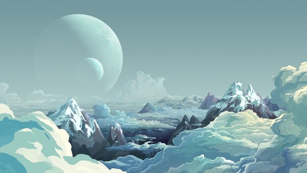 Artwork Illustration Mountains Sky Digital Art Wallpaper