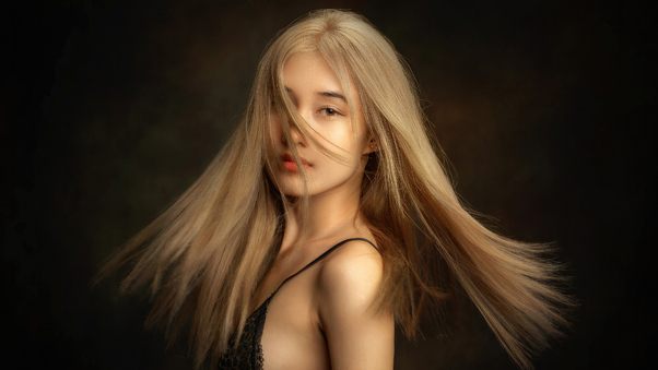 Asian Girl Hair In Face Wallpaper