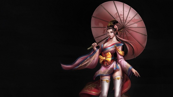 Asian Girl Umbrella Fantasy Art 4k Wallpaper