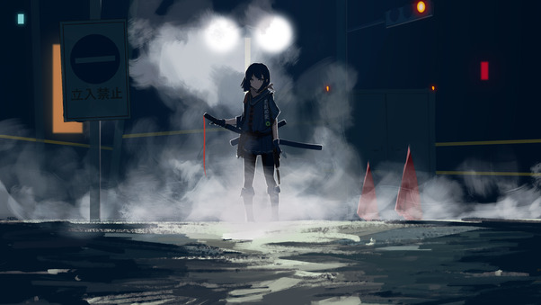 Assassin Anime Girl With Sword Wallpaper