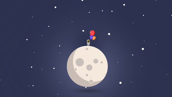 Astronaut Balloon Moon Minimal 4k Wallpaper