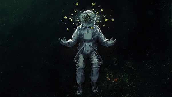 Astronaut Broken Glass Butterfly Space Suit Wallpaper