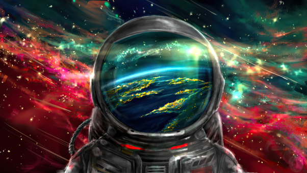 Astronaut Colorful Galaxy 4k Wallpaper