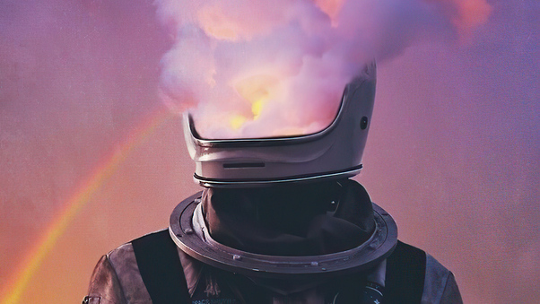 Astronaut Face Smoke Helmet 4k Wallpaper