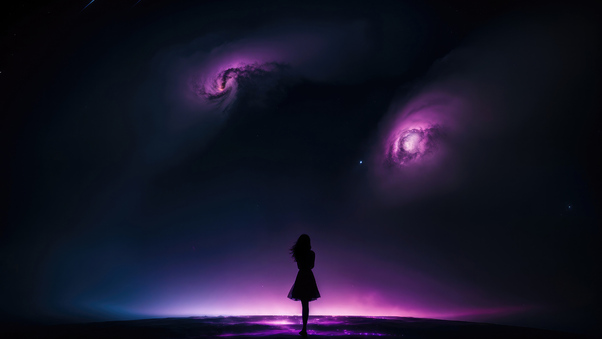 Astronomical Elegance The Girl Who Touched The Universe Wallpaper