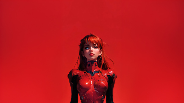 Asuka Langley Soryu Minimal Red 5k Wallpaper