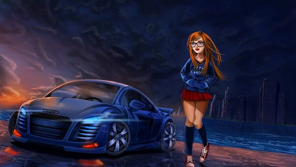 Audi Girl Comic Art Wallpaper