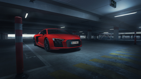 Audi R8 V10 Plus In Parking 4k Wallpaper