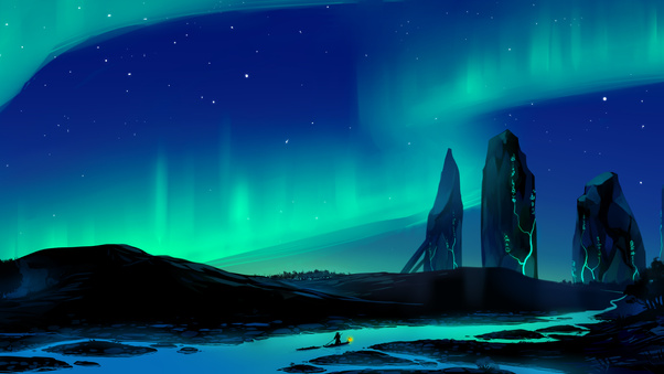 Aurora Borealis Town 5k Wallpaper