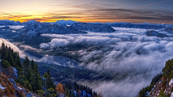 Austria Cloud Horizon Landscape Mountain Nature Panorama Shoot 4k Wallpaper