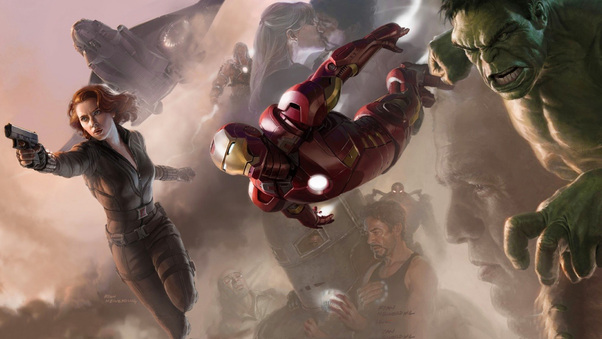 Avengers Black Widow Hulk Iron Man Wallpaper