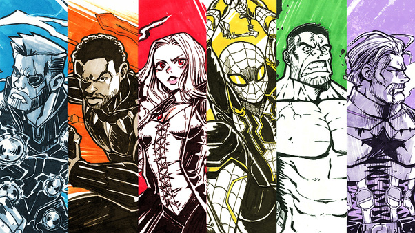 Avengers Infinity War Sketch Art Wallpaper