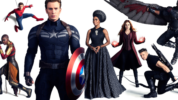 Avengers Infinty War Captain America Nick Fury Hawkeye Doctor Strange Falcon Wanda Maximoff Spiderman Wallpaper