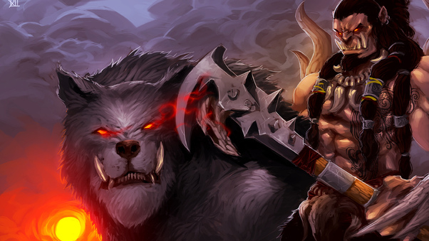 Axe Orc Warcraft Warrior Wolf Wallpaper