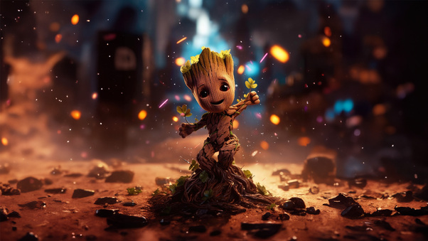 Baby Groot Overflowing Joy Wallpaper