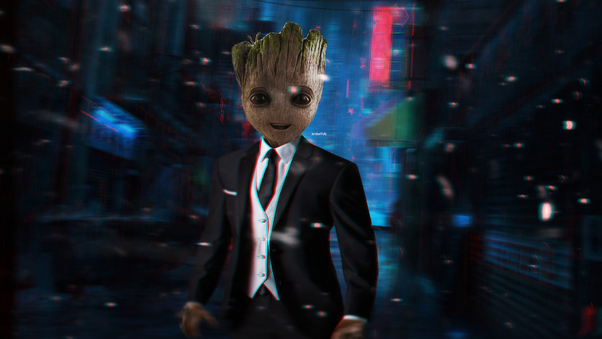 Baby Groot Up For Meeting Wallpaper