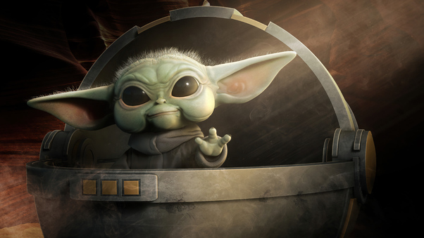 Baby Yoda Saying Hi 5k Wallpaper