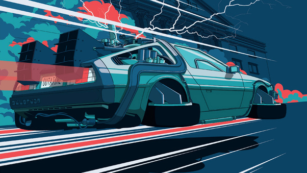 Back To The Future Car Illustration 4k Wallpaper