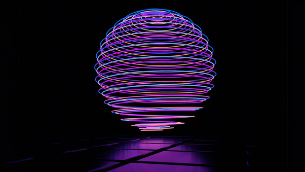 Ball Of Neon Light 8k Wallpaper